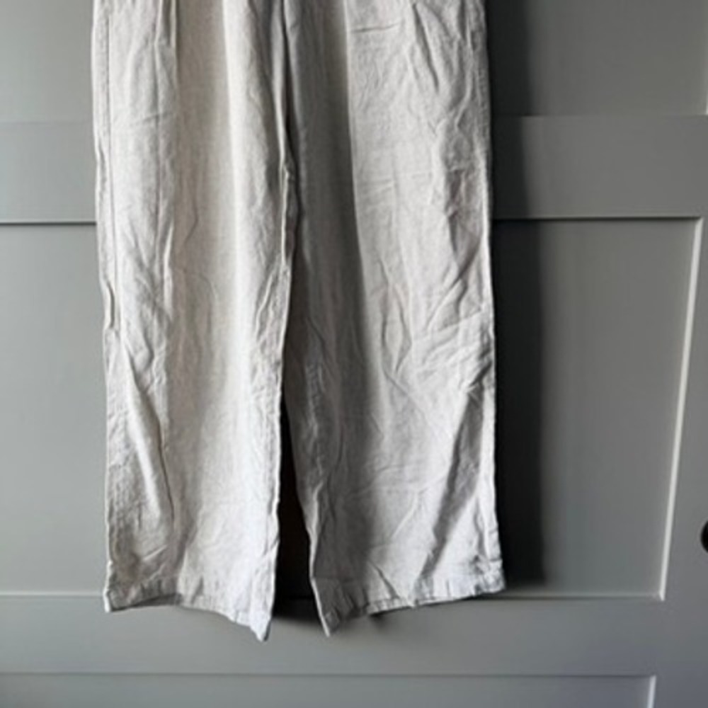 Old Navy Linen Blend Wide Leg Pants Womens XS Beige High Rise Pull On Flax - Picture 3 of 13